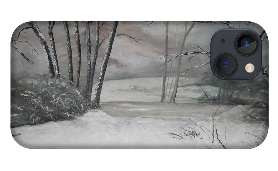 Oil Painting iPhone 13 Case featuring the painting Winter's Dawning Oil Painting by Catherine Ludwig Donleycott