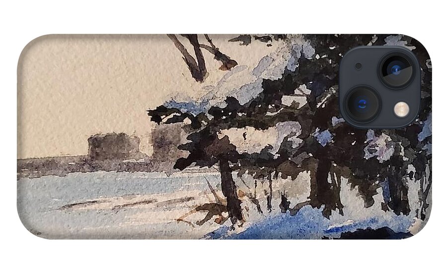 Landscape iPhone 13 Case featuring the painting Wintery Afternoon by Sheila Romard