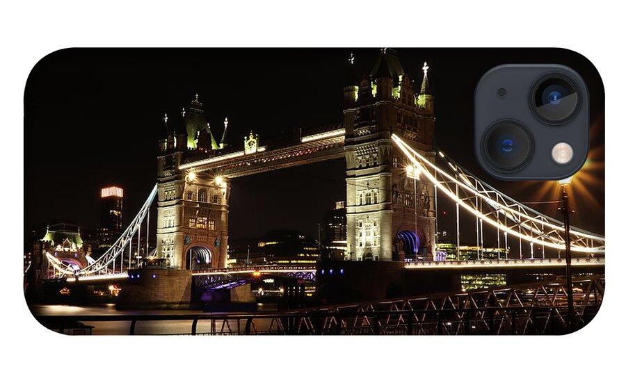 Sky iPhone 13 Case featuring the photograph Tower Bridge with LED lighting by Vaclav Sonnek