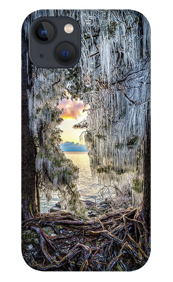 Waiting For Sunrise Behind A Wall Of Ice. Taken In Whitefish Dunes State Park In Door County iPhone 13 Case featuring the photograph Wonderland by Brad Bellisle
