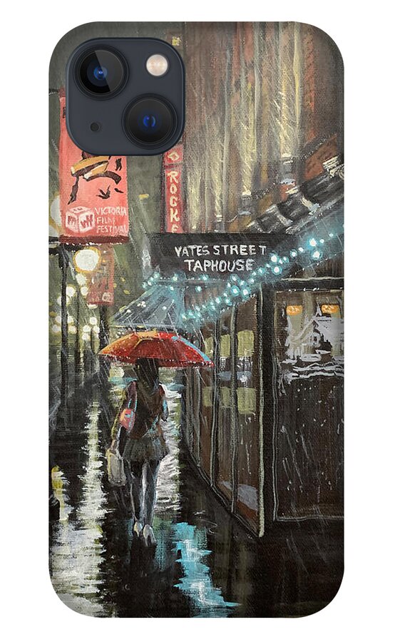 Dominion iPhone 13 Case featuring the painting Yates Street Victoria, January 2021 by Scott Dewis