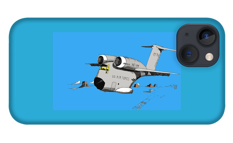Boeing iPhone 13 Case featuring the drawing Yc-14 by Michael Hopkins