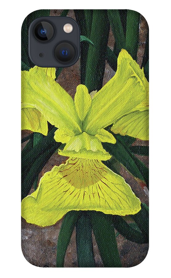 Yellow Flag iPhone 13 Case featuring the painting Yellow Flag by Heather E Harman