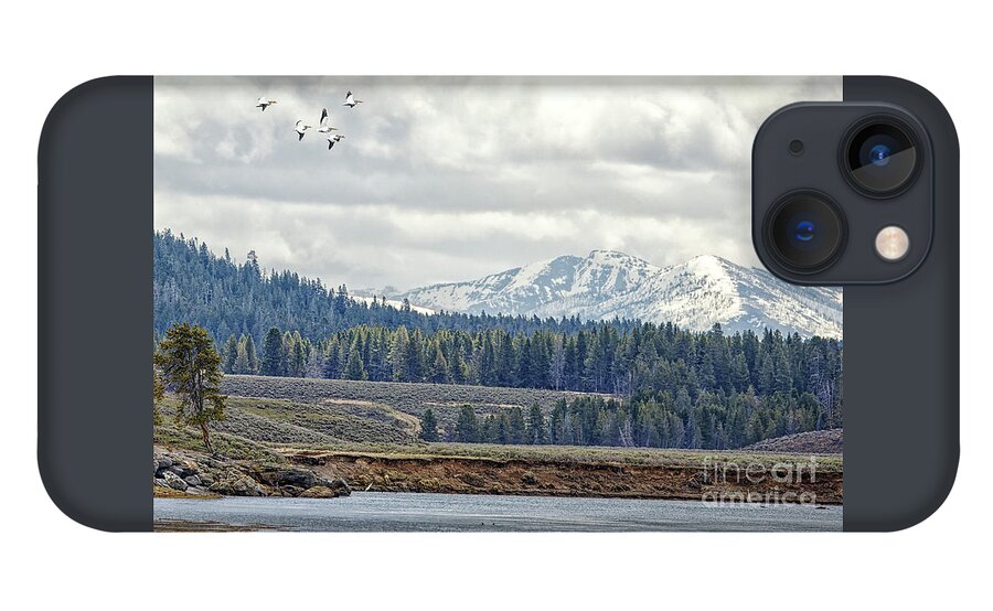 Pelican iPhone 13 Case featuring the photograph Yellowstone Flight by Natural Focal Point Photography