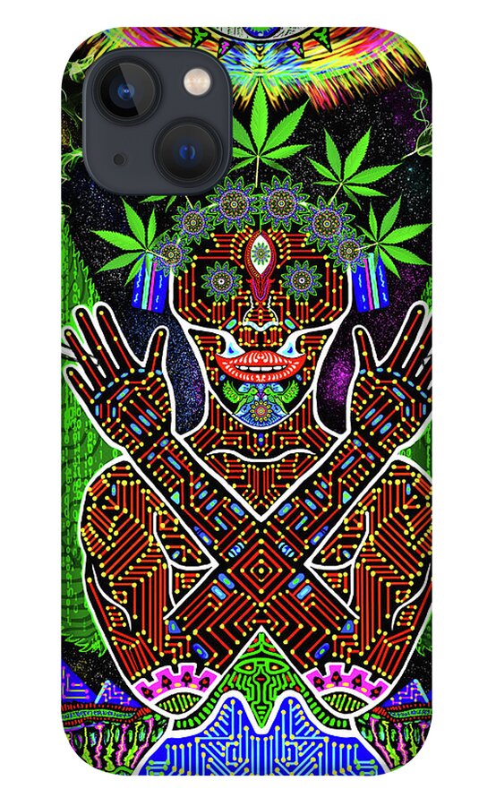 Visionary Art iPhone 13 Case featuring the digital art Yes we Cannabis by Myztico Campo
