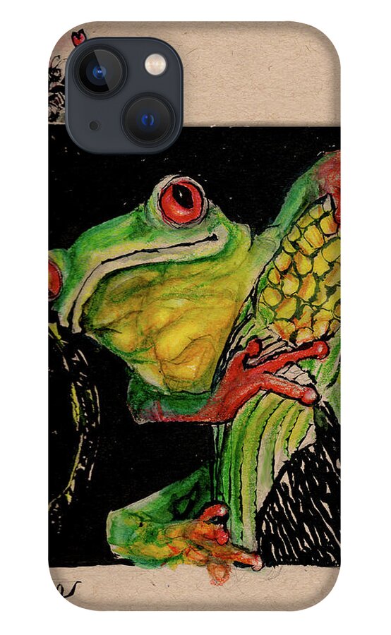 Frog iPhone 13 Case featuring the drawing You are so cute by Marnie Clark