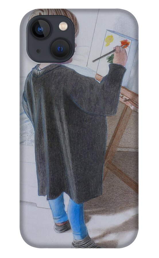 Boy iPhone 13 Case featuring the painting Youthful Picasso by Constance DRESCHER