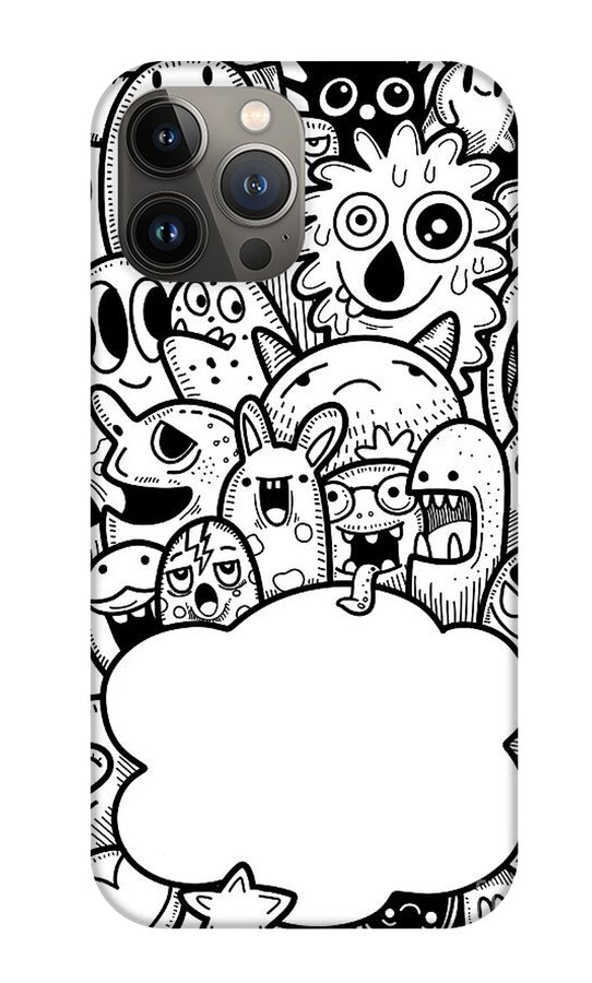 Vector illustration of Doodle cute Monster background ,Hand draw iPhone 13  Pro Max Case by Pakpong Pongatichat - Pixels