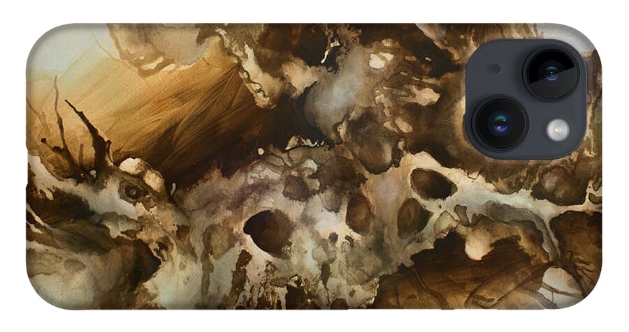 Abstract iPhone Case featuring the painting ' Visions' by Michael Lang
