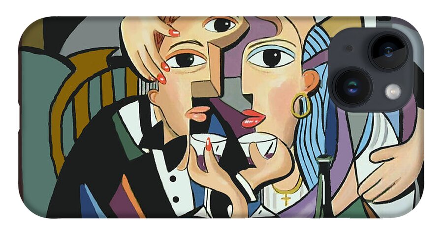  A Cubist Wedding iPhone 14 Case featuring the painting A Cubist Wedding by Anthony Falbo