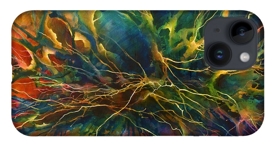 Abstract iPhone 14 Case featuring the painting 'chaos' by Michael Lang