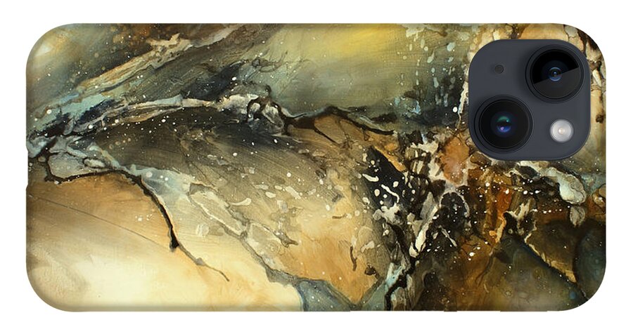 Abstract iPhone 14 Case featuring the painting ' Fractured ' by Michael Lang