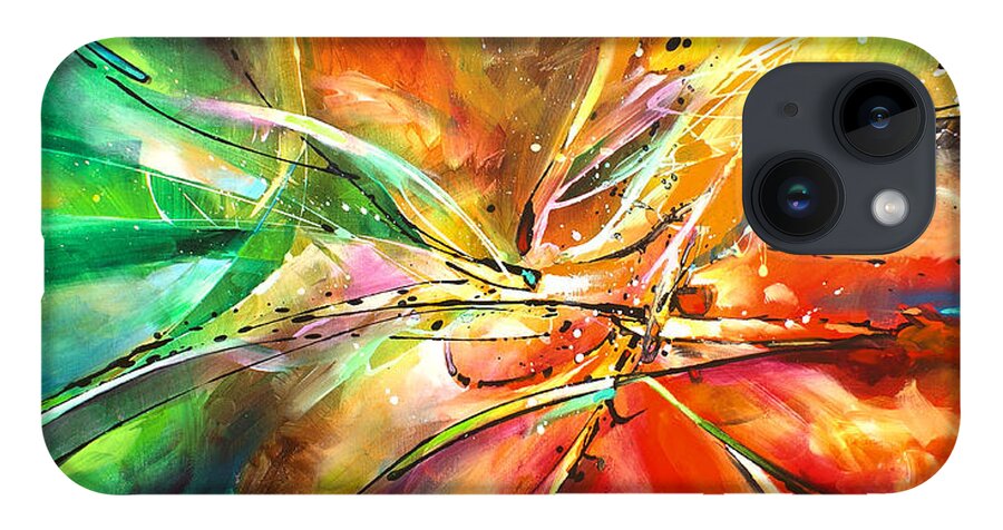 Abstract iPhone 14 Case featuring the painting ' POINT of NO RETURN' by Michael Lang