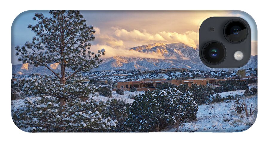 Landscapes iPhone Case featuring the photograph Sandia Mountains with Snow at Sunset by Mary Lee Dereske