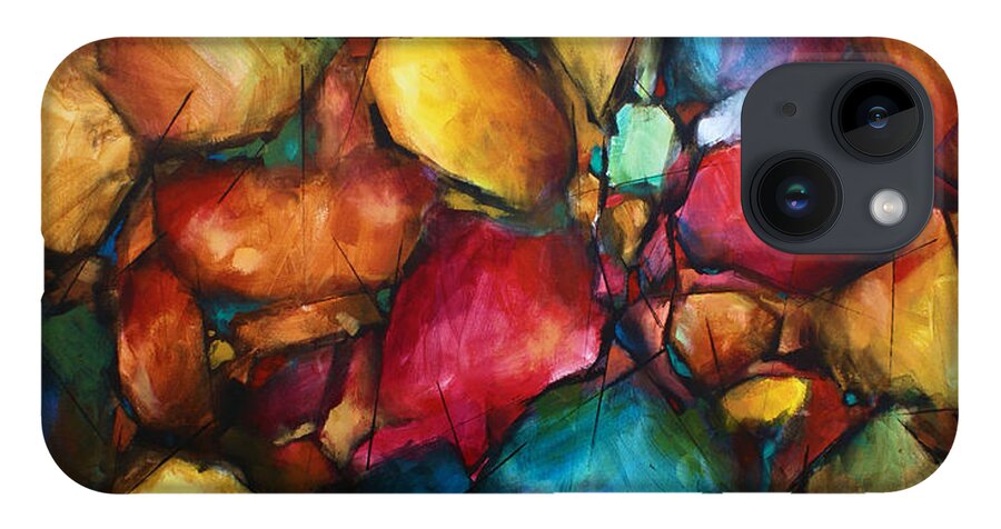 Abstract iPhone 14 Case featuring the painting ' Setting' by Michael Lang