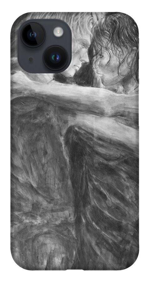  Shades Of Grey iPhone Case featuring the painting Shades of Grey - Tango Dancers by Nik Helbig