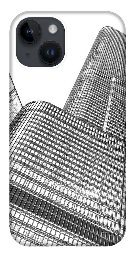 Chicago Downtown iPhone 14 Case featuring the digital art Chicago Downtown by Dejan Jovanovic