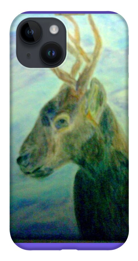 Deer iPhone 14 Case featuring the mixed media Deer at Home by Suzanne Berthier