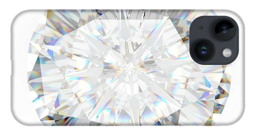 Artwork iPhone 14 Case featuring the photograph Diamond On White Background by Sebastian Kaulitzki