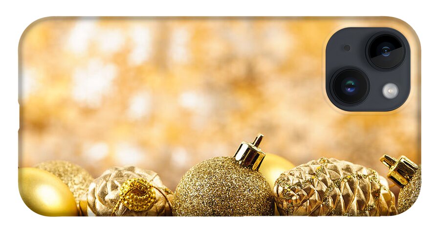 Christmas iPhone 14 Case featuring the photograph Golden Christmas decorations by Elena Elisseeva