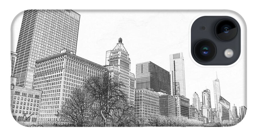 Grant Park Chicago iPhone Case featuring the drawing Grant Park Chicago by Dejan Jovanovic