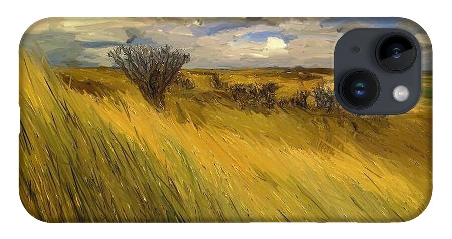 Iowa iPhone 14 Case featuring the painting Iowa Prairie Grasses by Randy Sprout