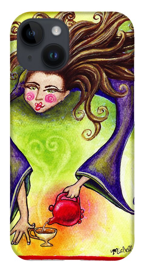 Teapot iPhone 14 Case featuring the painting Lady of Tea by Michelle Bien