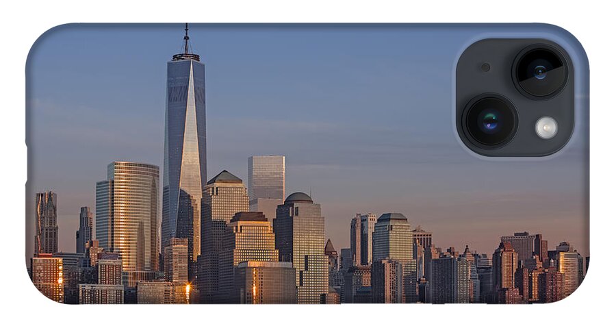 World Trade Center iPhone 14 Case featuring the photograph Lower Manhattan Skyline by Susan Candelario