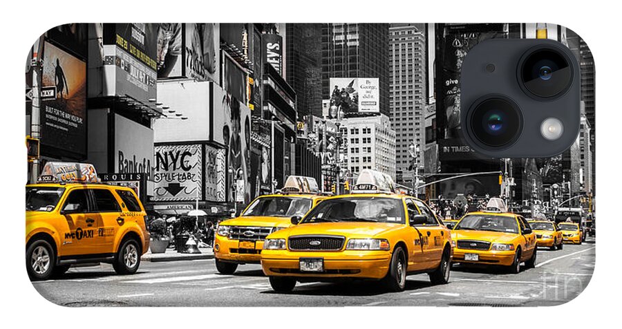 Nyc iPhone 14 Case featuring the photograph NYC Yellow Cabs - ck by Hannes Cmarits