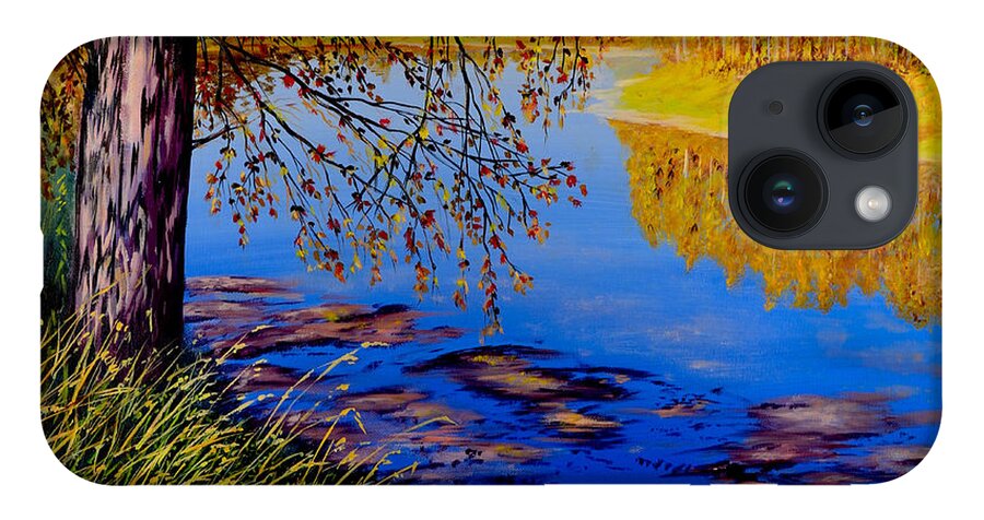 Blue Tone iPhone Case featuring the painting October Afternoon by Sher Nasser