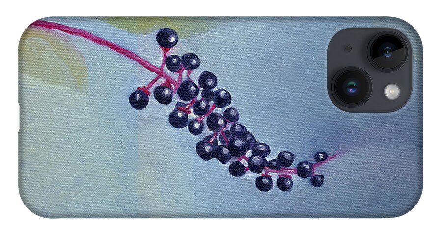 Pokeberries iPhone 14 Case featuring the painting Pokeberries by Katherine Miller