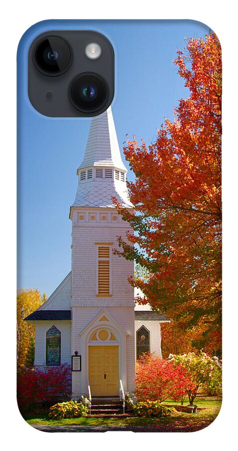 Autumn Foliage New England iPhone 14 Case featuring the photograph St Matthew's in Autumn splendor #2 by Jeff Folger