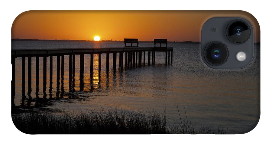 Sunset iPhone 14 Case featuring the photograph Sunset across Currituck Sound #1 by Ronald Lutz