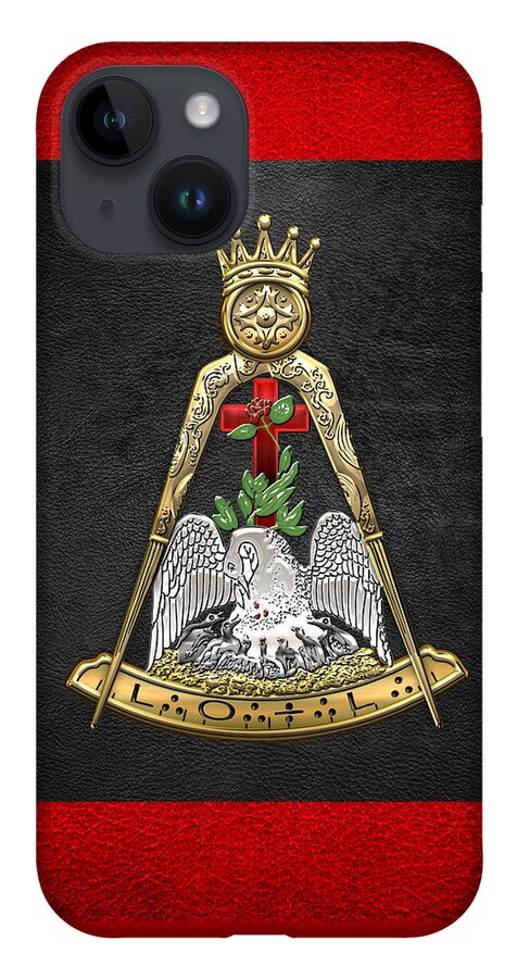 'ancient Brotherhoods' Collection By Serge Averbukh iPhone 14 Case featuring the digital art 18th Degree Mason - Knight Rose Croix Masonic Jewel by Serge Averbukh