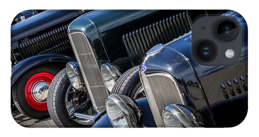 1932 iPhone 14 Case featuring the photograph 1932 Ford Roadster Coupes with Louvered Hoods by Ron Pate