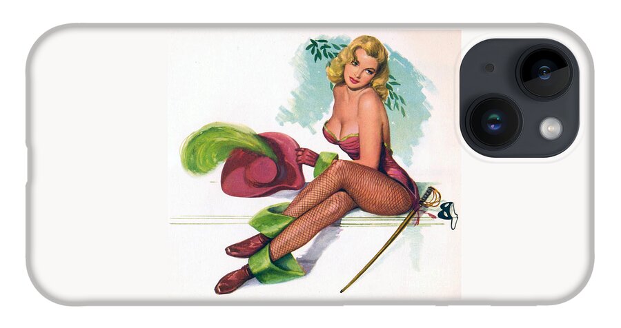 Vintage iPhone 14 Case featuring the photograph 1950's Vintage Pin Up Girl by Action