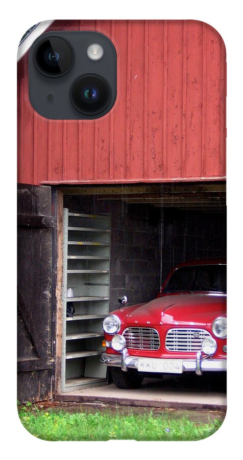 Dereske iPhone Case featuring the photograph 1967 Volvo in Red Sweden Barn by Mary Lee Dereske