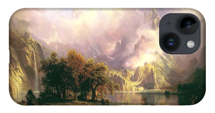 Albert Bierstadt iPhone 14 Case featuring the digital art Rocky Mountain Landscape #17 by Albert Bierstadt