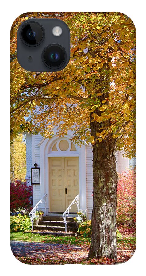Autumn Foliage New England iPhone 14 Case featuring the photograph St Matthew's in Autumn splendor #3 by Jeff Folger