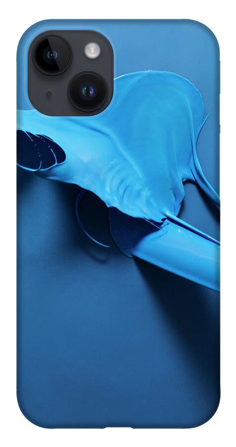 Copenhagen iPhone 14 Case featuring the photograph Paint Splashed On Blue Surface #3 by Henrik Sorensen