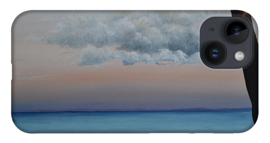 A Sunset At Long Beach iPhone 14 Case featuring the painting Sunset at Long Beach by Martin Schmidt