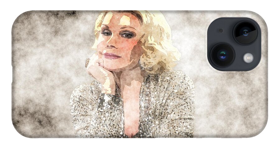 Joan Rivers Portrait iPhone 14 Case featuring the painting Joan Rivers Portrait by MotionAge Designs