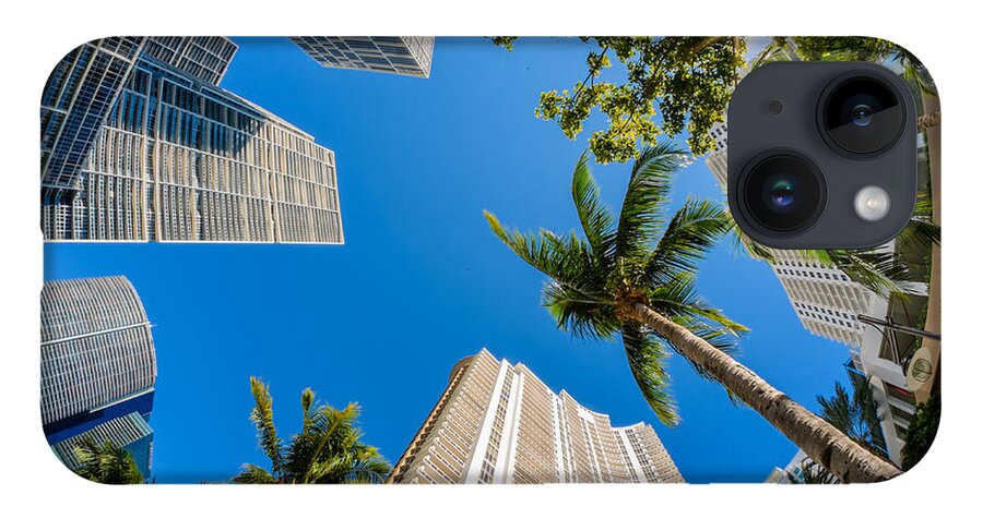Architecture iPhone 14 Case featuring the photograph Downtown Miami Brickell Fisheye #6 by Raul Rodriguez