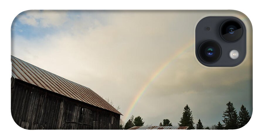 Rainbow iPhone Case featuring the photograph A Barn O'Gold by Cheryl Baxter
