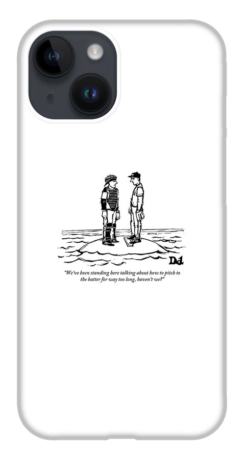 A Catcher And Pitcher Hold A Conference iPhone 14 Case