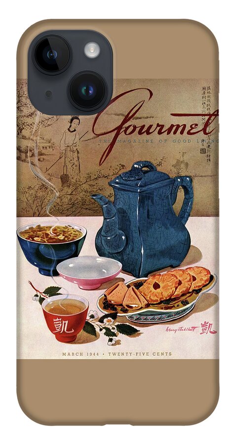 A Chinese Tea Pot With Tea And Cookies iPhone 14 Case