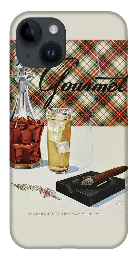 A Cigar In An Ashtray Beside A Drink And Decanter iPhone 14 Case