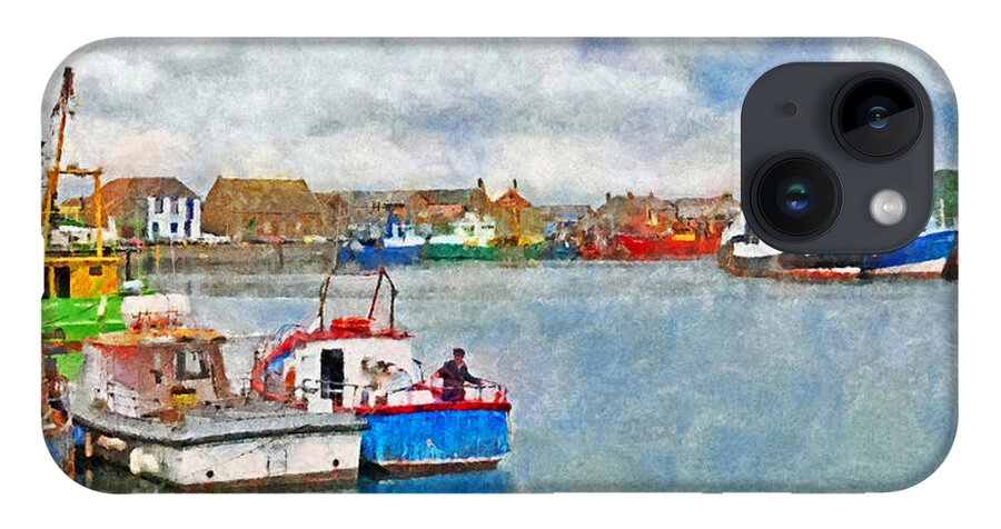 Howth iPhone 14 Case featuring the digital art A Fisherman Preparing His Boat by Digital Photographic Arts