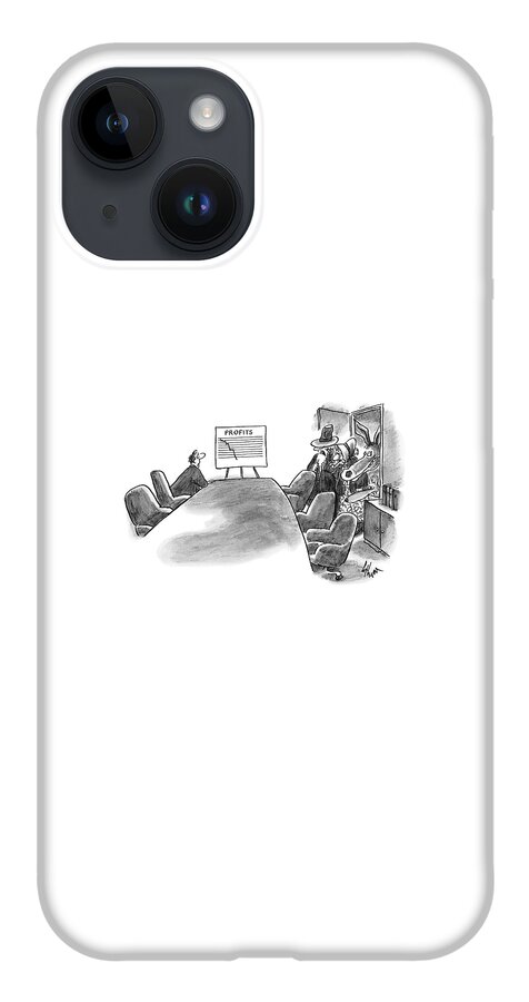 A Man Is Seen Sitting In An Empty Meeting Room iPhone 14 Case