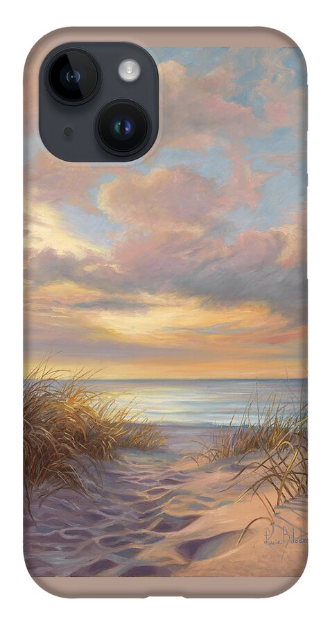 Beach iPhone 14 Case featuring the painting A Moment Of Tranquility by Lucie Bilodeau